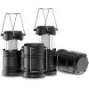 Lichamp 4 Pack LED Camping Lanterns, Battery Powered Camping Lights LED Collapsible Flashlight Portable Emergency Supplies Kit, A4DG(Black)