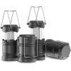 Lichamp 4 Pack LED Camping Lanterns, Battery Powered Camping Lights LED Collapsible Flashlight Portable Emergency Supplies Kit, A4DG(Gray)