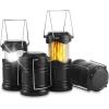 Lichamp 4 Pack LED Camping Lanterns, Collapsible Flameless Candles Tea Lights, Portable Battery Powered Camping Lights Emergency Supplies Kit, Green(Black)
