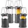 Lichamp 4 Pack LED Camping Lanterns, Collapsible Flameless Candles Tea Lights, Portable Battery Powered Camping Lights Emergency Supplies Kit, Green(Gray)