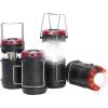Lichamp 4 Pack Lantern Camping Essentials Lights, Battery Powered Collapsible Lanterns Flashlights with Red Strobe/SOS, Magnetic Base, for Power Outages, Hurricane, Tent Lights for Emergency