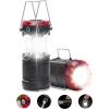 Lichamp Collapsible 2-Pack Camping Lanterns, 300LM COB Light & 150LM Flashlight with Red Strobe/SOS, Magnetic Base, Battery-Powered for Hiking, Power Outages and Emergency