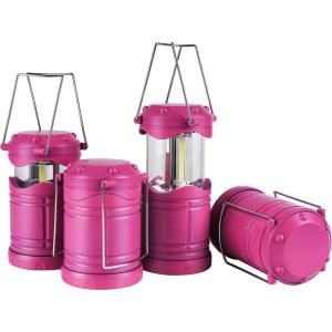 Lichamp LED Camping Lantern, 4 Pack Battery Powered Flashlight for Power Outages, Portable Collapsible Hanging Light Essential for Home, Outdoor, Emergency Lamp Survival Kit Gear for Hurricane, B4LW(Pink)