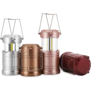 Lichamp LED Camping Lantern, 4 Pack Battery Powered Flashlight for Power Outages, Portable Collapsible Hanging Light Essential for Home, Outdoor, Emergency Lamp Survival Kit Gear for Hurricane, B4LW(Silver  Gold  Rose Gold  Burgundy)