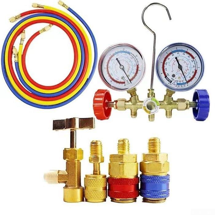 imageEnsemble doutils de jauge de collecteur pour charge et vacuation CA compatible avec plusieurs connecteurs inclus CC