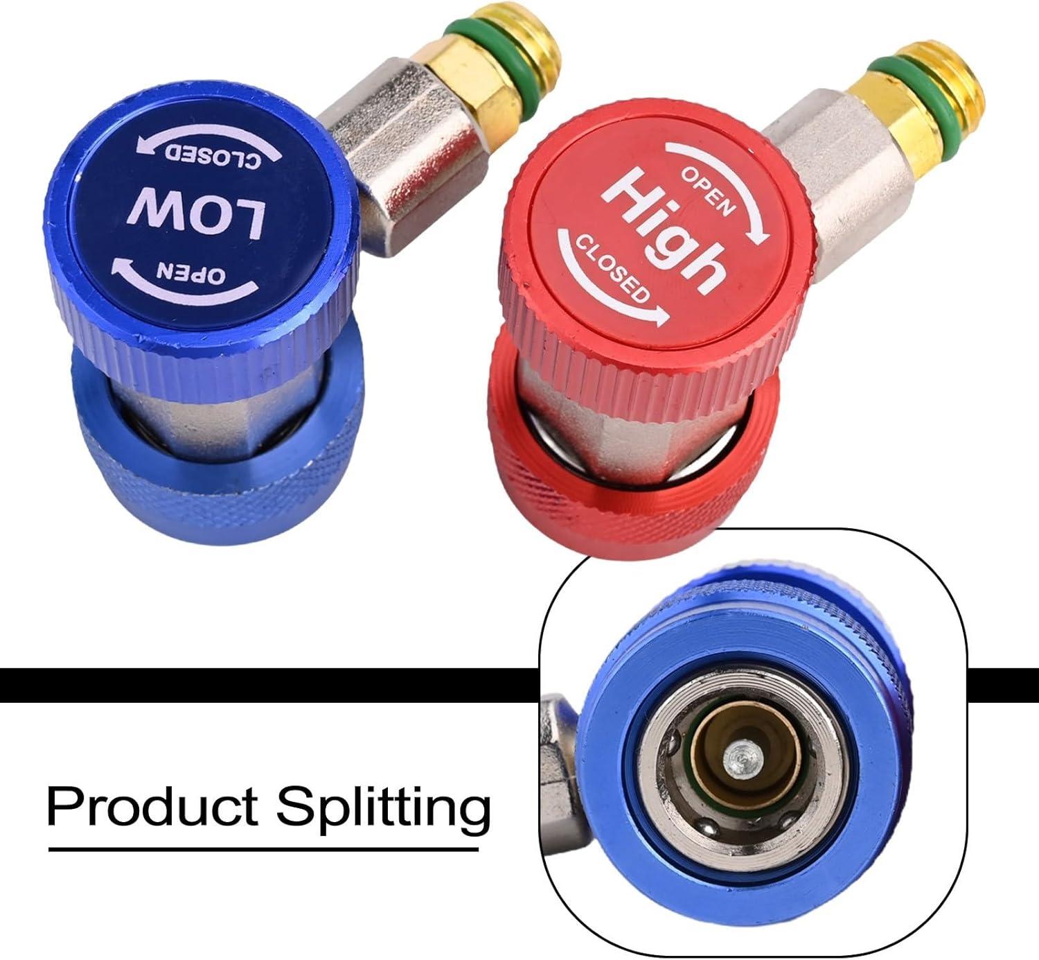 imageLot de 2 adaptateurs de connecteur rapide conus pour R134A Jauge de collecteur CA automatique Convient pour les systmes de basse et haute pression CVC