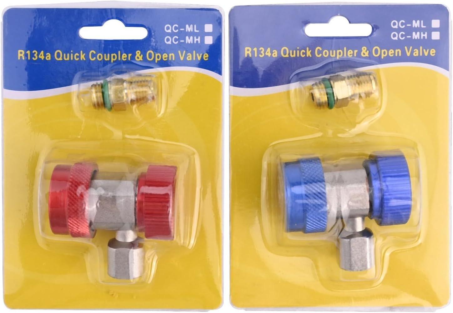 imageLot de 2 adaptateurs de connecteur rapide conus pour R134A Jauge de collecteur CA automatique Convient pour les systmes de basse et haute pression CVC