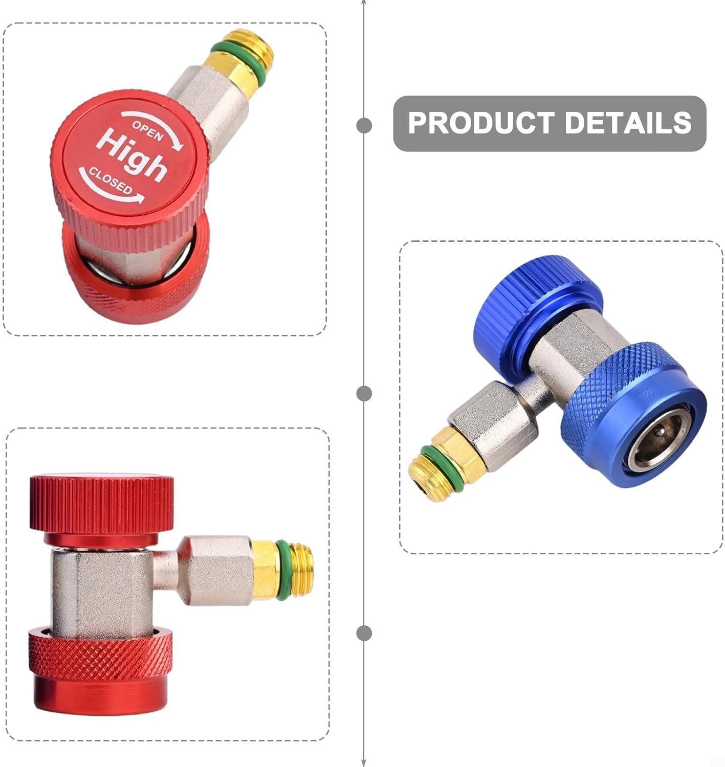 imageLot de 2 adaptateurs de connecteur rapide conus pour R134A Jauge de collecteur CA automatique Convient pour les systmes de basse et haute pression CVC