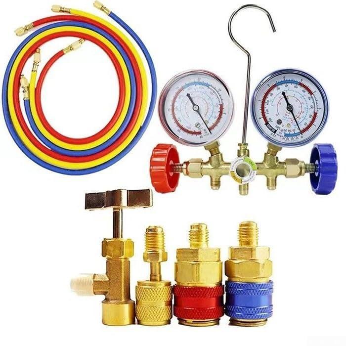 imageEnsemble doutils de jauge de collecteur pour charge et vacuation CA compatible avec plusieurs connecteurs inclus CA