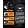 Lampe Frontale LED Ultra Puissante Rechargeable avec Feu Arrière Amovible, 9 Modes pour Capteur de Mouvement, Ajustable 225°, IPX4 Étanche, Convient pour Randonnée Camping Pêche Course(Noir)
