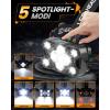 Lampe Frontale LED Ultra Puissante Rechargeable avec Feu Arrière Amovible, 9 Modes pour Capteur de Mouvement, Ajustable 225°, IPX4 Étanche, Convient pour Randonnée Camping Pêche Course(Noir)