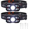 Lampe Frontale LED Rechargeable Puissante 2 Pcs, Ultra Lumineuse 2000 Lumens, Légère et Durable avec Capteur et Rouge 10 Modes d&rsquo;Éclairage IPX5 pour Course, Pêche, Cyclisme, Camping