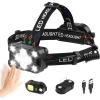 Lampe Frontale LED Ultra Puissante Rechargeable avec Feu Arrière Amovible, 9 Modes pour Capteur de Mouvement, Ajustable 225°, IPX4 Étanche, Convient pour Randonnée Camping Pêche Course(Noir)