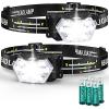 Lsnisni Lot de 2 lampes frontales LED 2000 lumens avec 6 modes d&rsquo;éclairage, 6 piles AAA incluses, étanchéité IP×5 pour enfants et adultes(Aaa-1 Pièce)