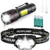 Lsnisni Lot de 2 lampes frontales LED 2000 lumens avec 6 modes d&rsquo;éclairage, 6 piles AAA incluses, étanchéité IP×5 pour enfants et adultes(Hl-aaa-fl-2p)
