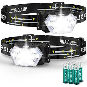 Lsnisni Lot de 2 lampes frontales LED 2000 lumens avec 6 modes d&rsquo;éclairage, 6 piles AAA incluses, étanchéité IP×5 pour enfants et adultes(Aaa-1 Pièce)