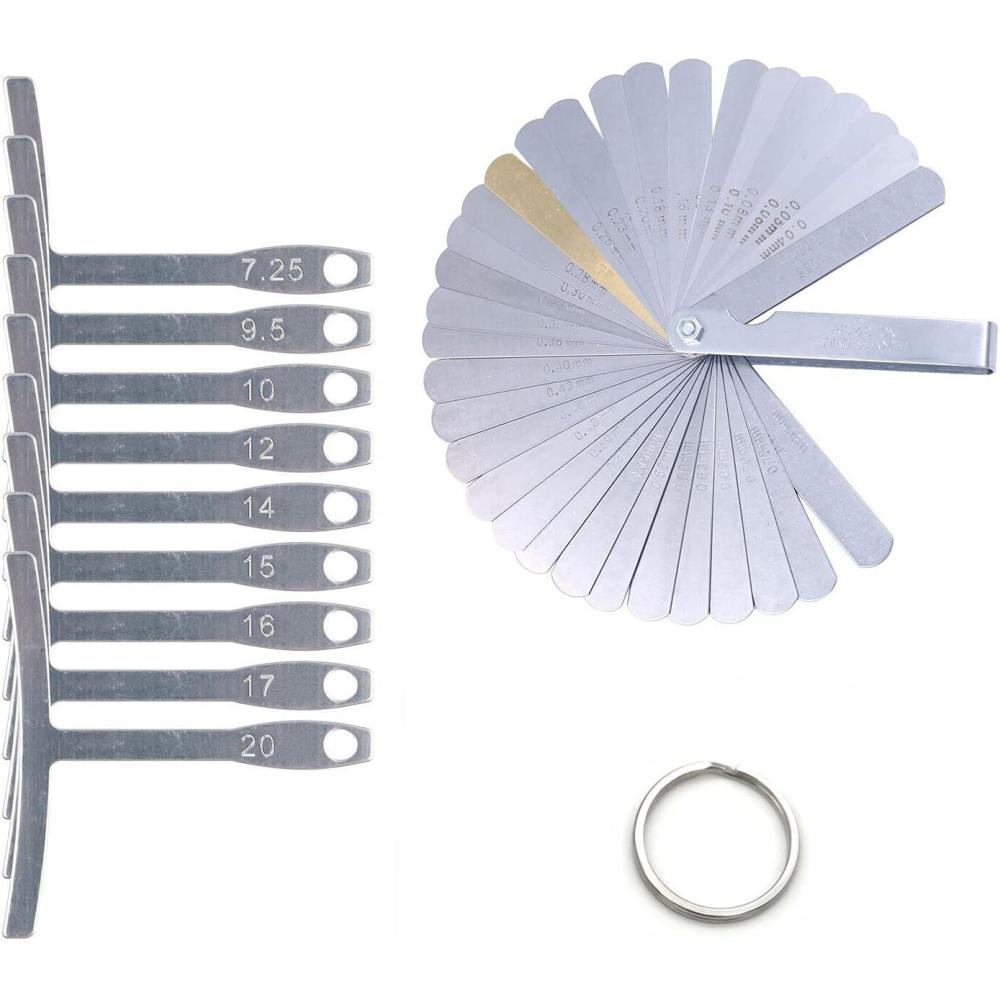 imageAlnicov Lot de 9 jauges de rayon de souscordes 32 lames Jauge dpaisseur Double marquage mtrique et imprial Outil pour guitare basse