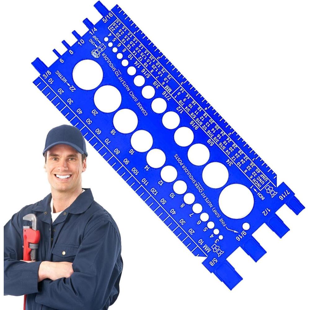 imageTaille des boulons et jauge de filetagejauge de filetage des crous et des boulonsJauge de mesure dcrou  Outil  main multifonctionnel pour les professionnels et les amateu deBleu