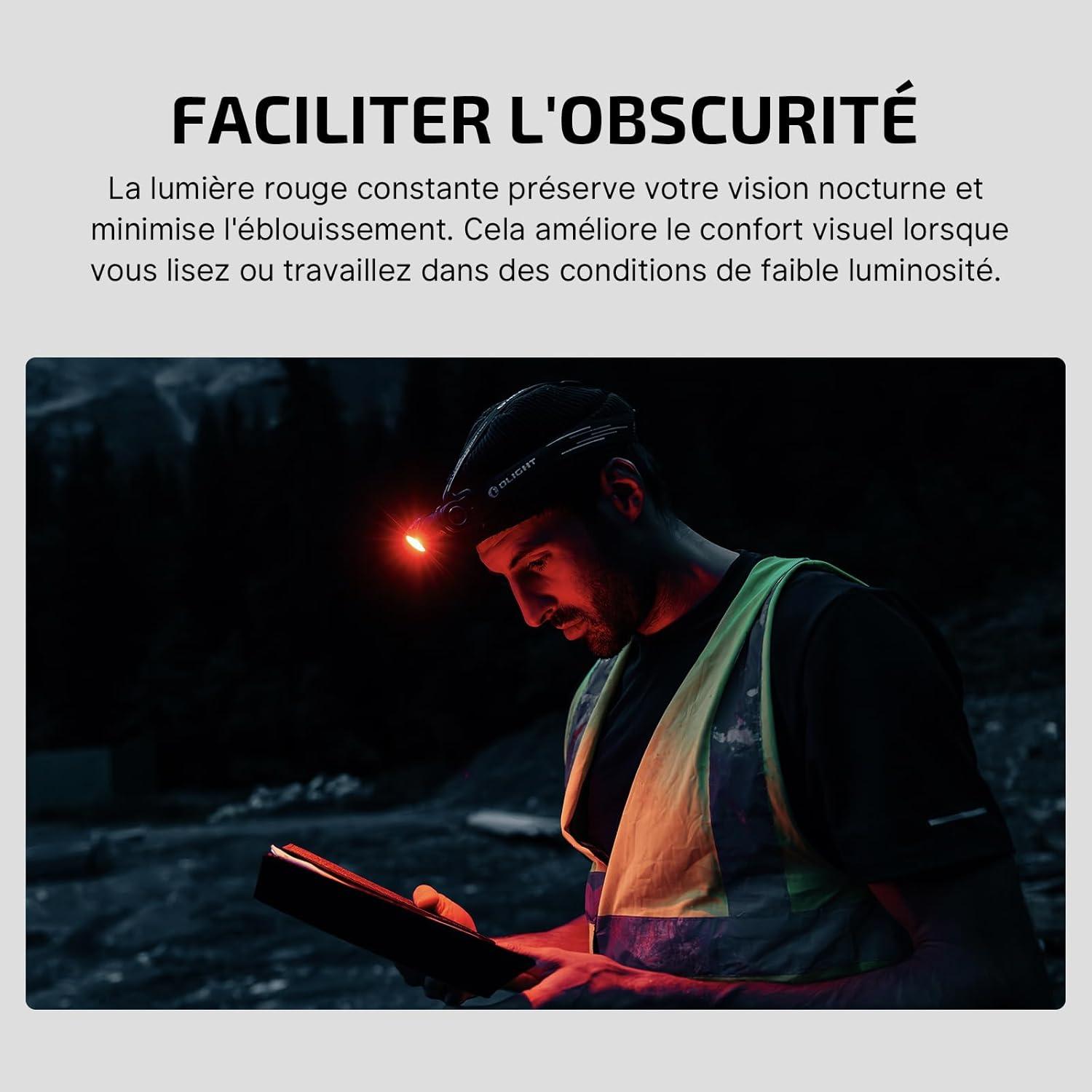 imageOLIGHT Perun 3 Lampe Frontale Ultra Puissante Rechargeable USB EDC 3000 LM Porte Max 160 Mtres Torche Clignotant 7 Modes tanche IP68 Headlamp LED Feu Rouge Pour CampingJoggingNoir