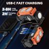 Lampe Frontale 2 Pièces,Lampe Frontale LED Ultra Puissante 2000 Lumens,Torche Frontale 3 Modes IPX5 Étanche Rechargeable USB,Pour Pêche,Camping,Cyclisme,Running (Noir)(Orange)