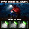 Lampe Frontale 2 Pièces,Lampe Frontale LED Ultra Puissante 2000 Lumens,Torche Frontale 3 Modes IPX5 Étanche Rechargeable USB,Pour Pêche,Camping,Cyclisme,Running (Noir)(Vert)