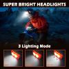 Lampe Frontale 2 Pièces,Lampe Frontale LED Ultra Puissante 2000 Lumens,Torche Frontale 3 Modes IPX5 Étanche Rechargeable USB,Pour Pêche,Camping,Cyclisme,Running (Noir)(Orange)