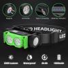 Lampe Frontale 2 Pièces,Lampe Frontale LED Ultra Puissante 2000 Lumens,Torche Frontale 3 Modes IPX5 Étanche Rechargeable USB,Pour Pêche,Camping,Cyclisme,Running (Noir)(Vert)