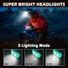 Lampe Frontale 2 Pièces,Lampe Frontale LED Ultra Puissante 2000 Lumens,Torche Frontale 3 Modes IPX5 Étanche Rechargeable USB,Pour Pêche,Camping,Cyclisme,Running (Noir)(Bleu)