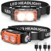 Lampe Frontale 2 Pièces,Lampe Frontale LED Ultra Puissante 2000 Lumens,Torche Frontale 3 Modes IPX5 Étanche Rechargeable USB,Pour Pêche,Camping,Cyclisme,Running (Noir)(Orange)