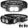 Lampe Frontale 2 Pièces,Lampe Frontale LED Ultra Puissante 2000 Lumens,Torche Frontale 3 Modes IPX5 Étanche Rechargeable USB,Pour Pêche,Camping,Cyclisme,Running (Noir)(Noir)