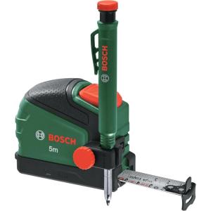 Bosch Mètre ruban 5 m + marqueur trous profonds (clip crayon ; Auto Lock; ruban nylon ; dépl. 2 m ; échelle métrique ; haute précision ; clip ceint; softgrip) – Éd. Amazon(5 m + Marqueur de trou profond)