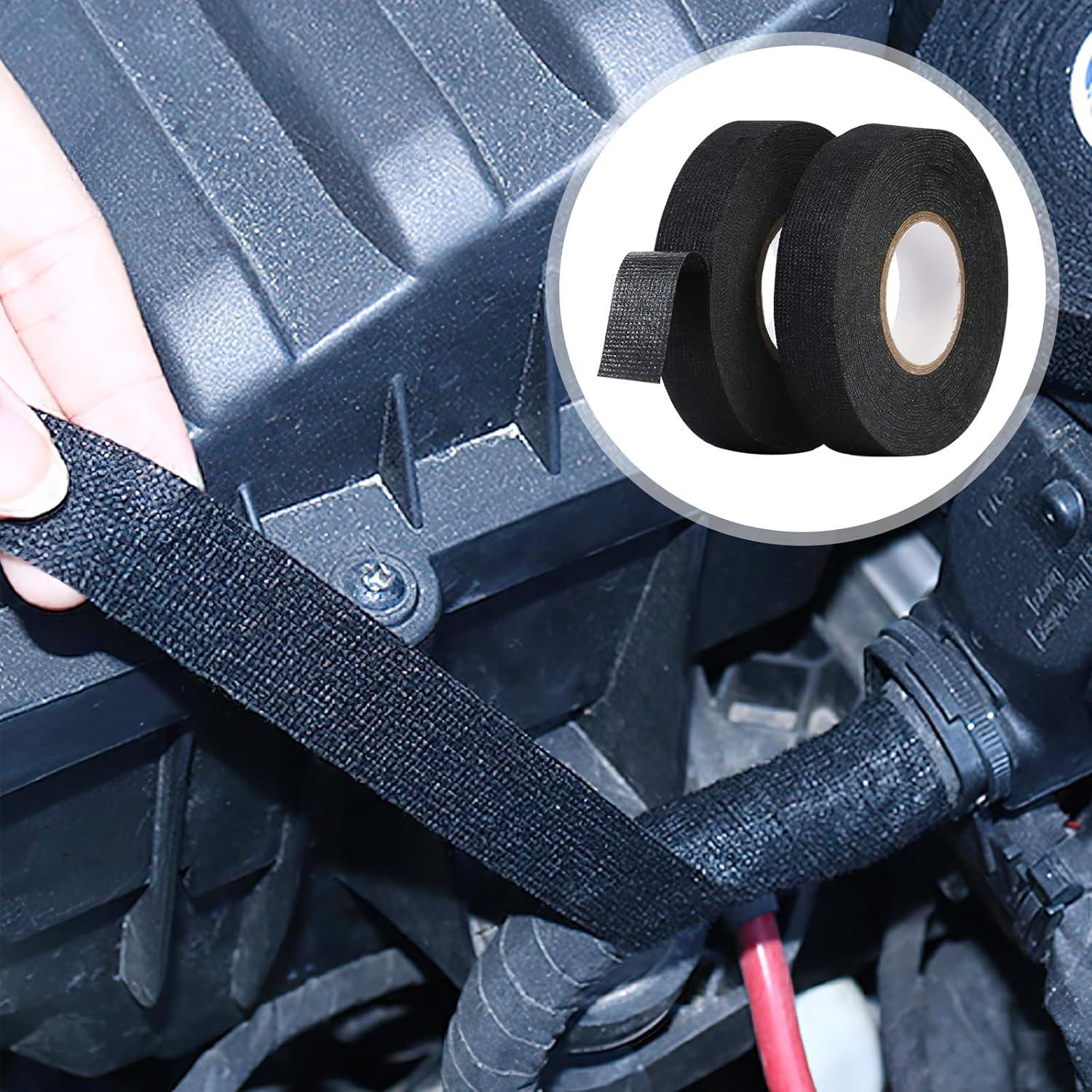 imageLot de 4 rubans adhsifs en tissu noir pour faisceau de cbles ruban adhsif en feutre pour faisceau de cbles maison voiture moto 15 mm x 15 m19 mm x 15 m