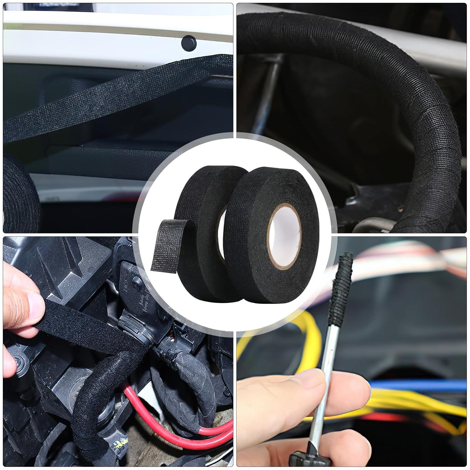 imageLot de 4 rubans adhsifs en tissu noir pour faisceau de cbles ruban adhsif en feutre pour faisceau de cbles maison voiture moto 15 mm x 15 m19 mm x 15 m