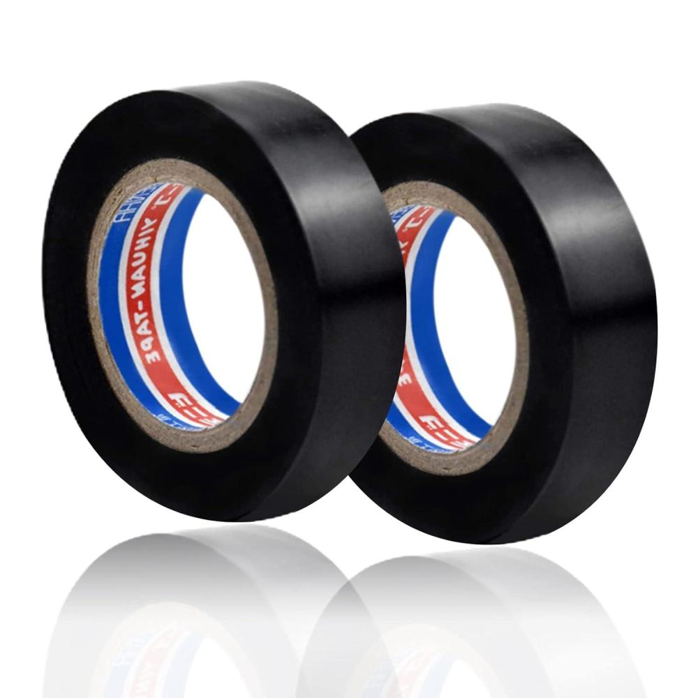 imageLot de 2 rouleaux de ruban adhsif lectrique ignifuge en PVC tanche pour faisceau de cbles de voiture ruban lectrique ruban isolant noir pour cbles lectriques