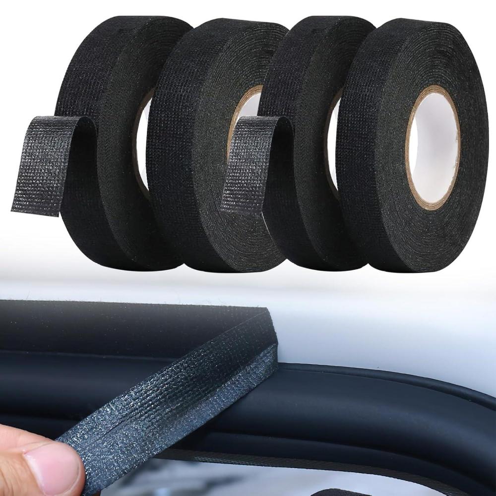imageLot de 4 rubans adhsifs en tissu noir pour faisceau de cbles ruban adhsif en feutre pour faisceau de cbles maison voiture moto 15 mm x 15 m19 mm x 15 m