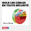 Tesa Isoler Ruban Adhésif pour l&rsquo;Isolation, le Cerclage et la Fixation de Câbles Électriques jusqu&rsquo;à 6000 v – Câbles Audio, Vidéo et Alimentation – Ignifuge – 10 m x 15 mm – vert/jaune(Vert/Jaune)