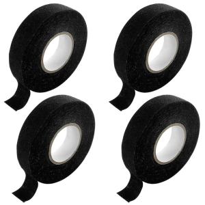 4 Pièces Ruban de Câbles Noir, 19mm x 15m, Ruban Adhésif Isolant, Auto-adhésif, pour Ménage Voiture Moto Faisceaux de Câbles