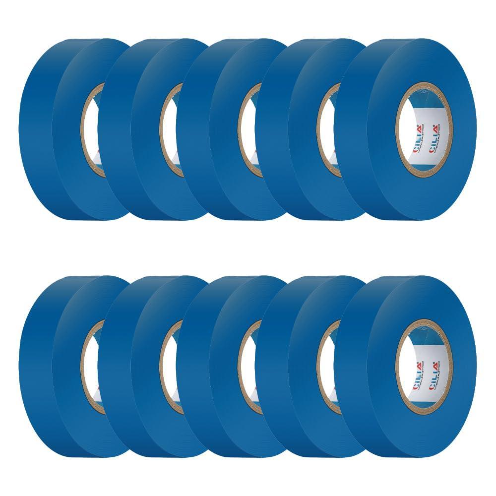 imageLot de 10 rubans isolants lectriques en PVC 19 mm x 25 m 7 couleurs jusqu 6 kv rparation et attache flexible autoextinguible noirbleu ciel