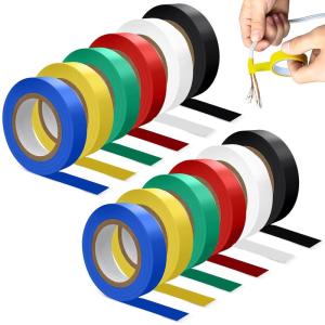 12 Pcs Scotch Isolant Électrique Couleur, 16 mm x 20 m Ruban Isolant Electrique Ruban Adhésif PVC Étanche Pour Projets de Fil, Isolation et Réparation de Fils Cassés