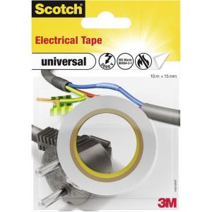 3M Scotch Ruban Electrique 10 m x 15 mm Blanc(Blanc)
