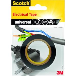 3M Scotch Ruban Electrique 10 m x 15 mm Blanc(Noir)