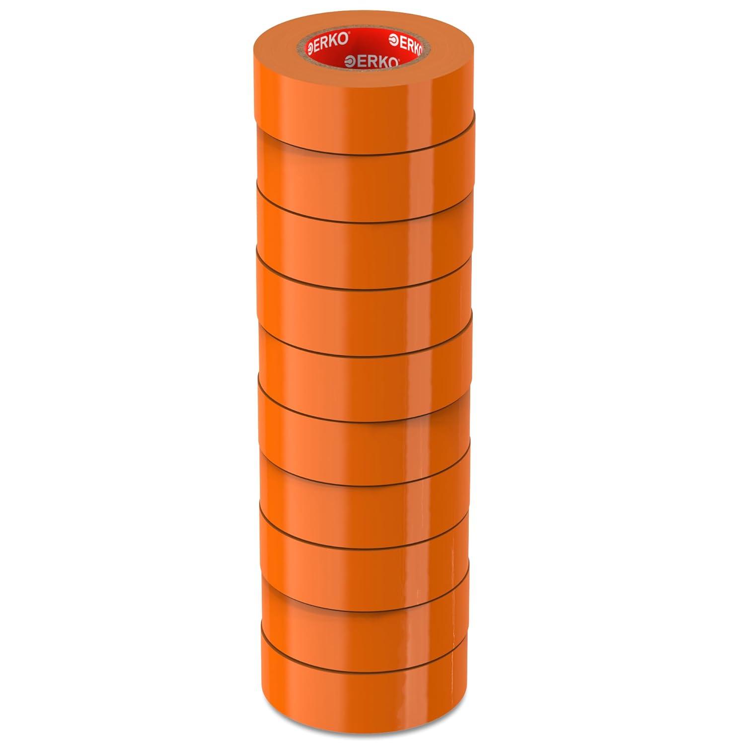 imageERKO Ruban adhsif isolant lectrique Noir 19mm x 20m 8 pices PVC Rparation de cbles lectriques Trs flexible avec une forte adhrence Rsistant aux produits chimiques chatertoneOrange
