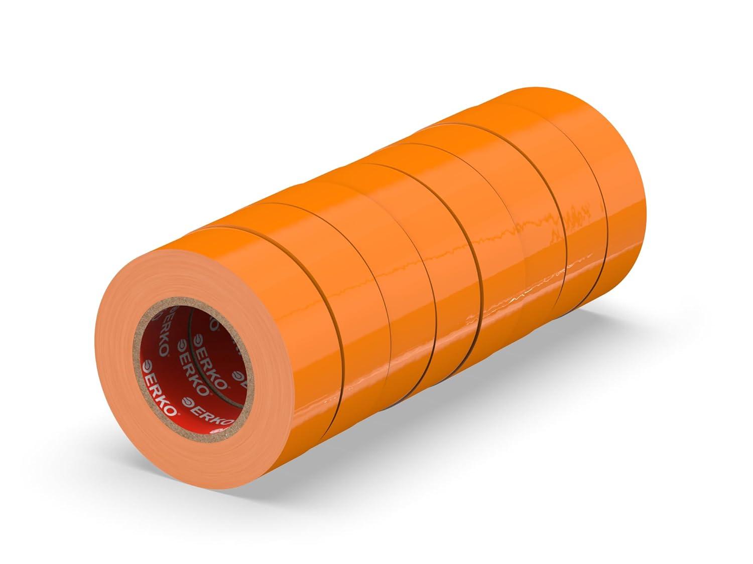 imageERKO Ruban adhsif isolant lectrique Noir 19mm x 20m 8 pices PVC Rparation de cbles lectriques Trs flexible avec une forte adhrence Rsistant aux produits chimiques chatertoneOrange
