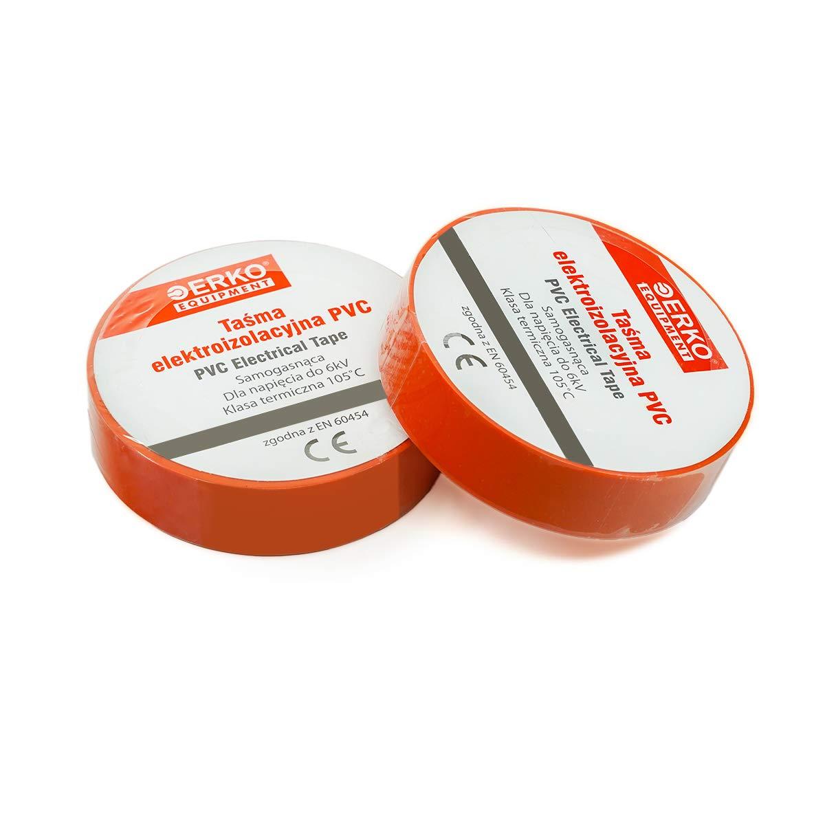 imageERKO Ruban adhsif isolant lectrique Noir 19mm x 20m 8 pices PVC Rparation de cbles lectriques Trs flexible avec une forte adhrence Rsistant aux produits chimiques chatertoneOrange