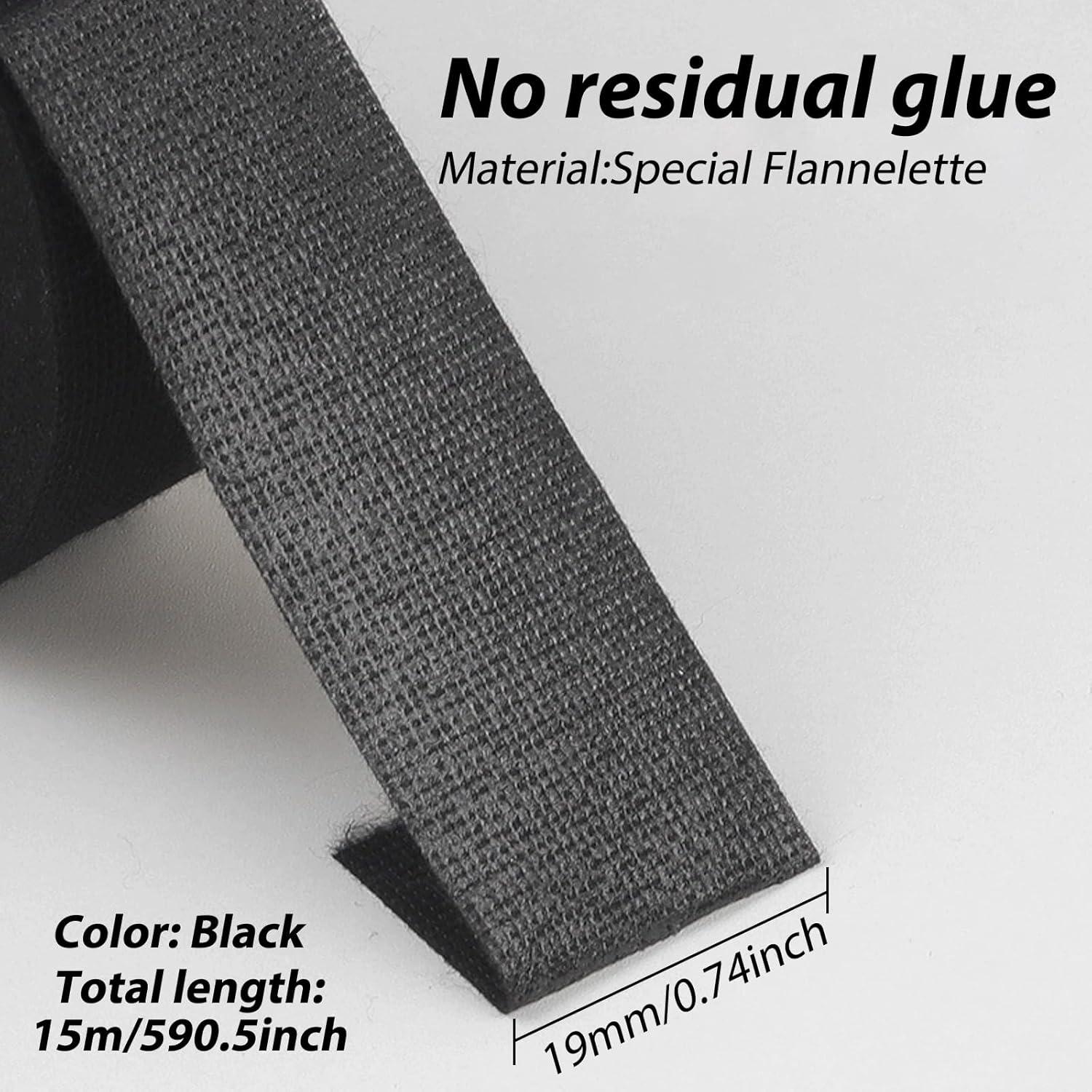 imageRuban de Cbles2 pices Rsistant la Chaleur Rubans Ruban Adhsif Isolant lectrique Ruban en Tissu pour Faisceaux de Cbles Mnage Voiture Moto 19mm x 15mnoir