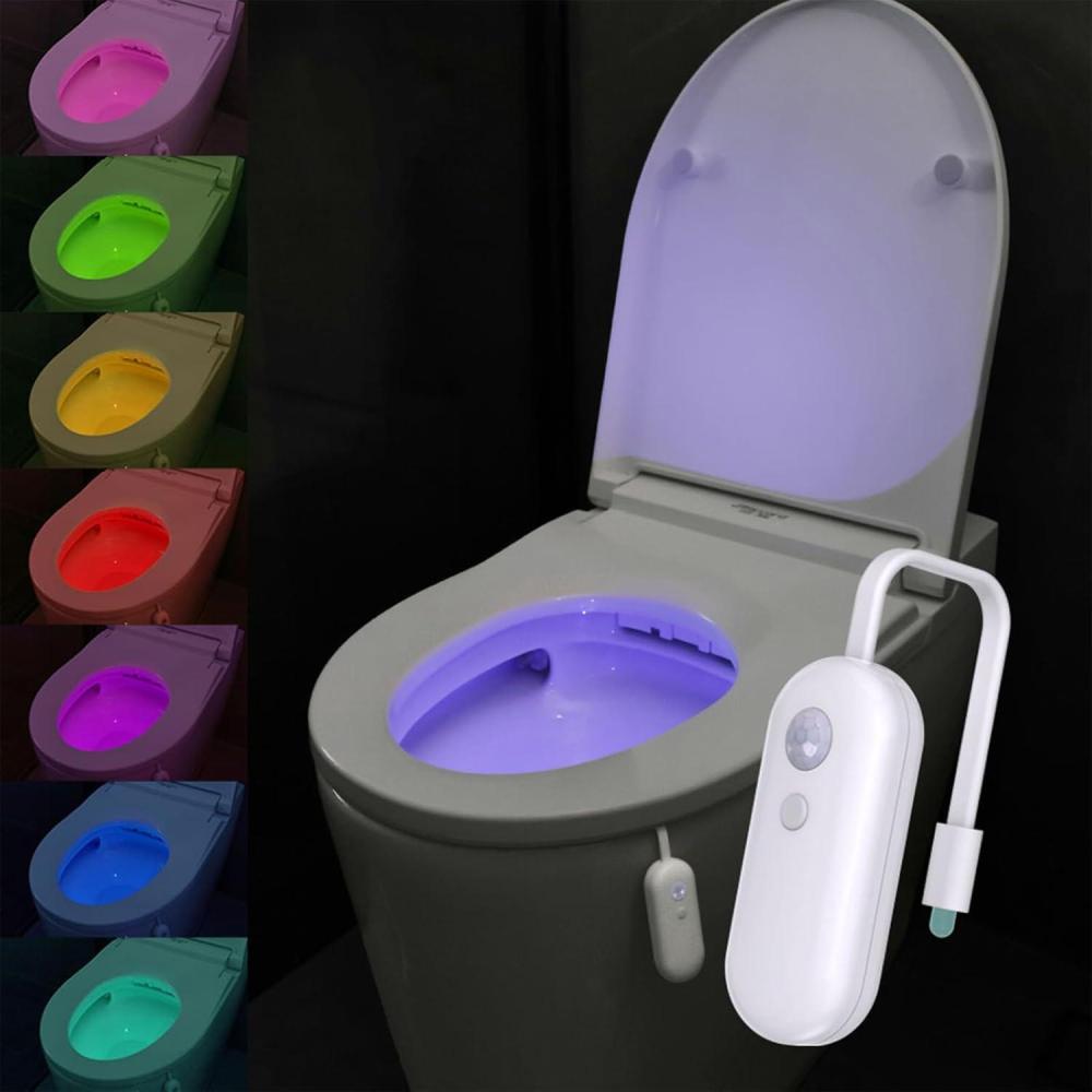 imageLampe LED pour Toilette 16 Couleurs Lumire des Toilettes Lintrieur des Toilettes avec Dtecteur de Mouvement tanche et Rechargeable pour Salle de Bain et Toilettes