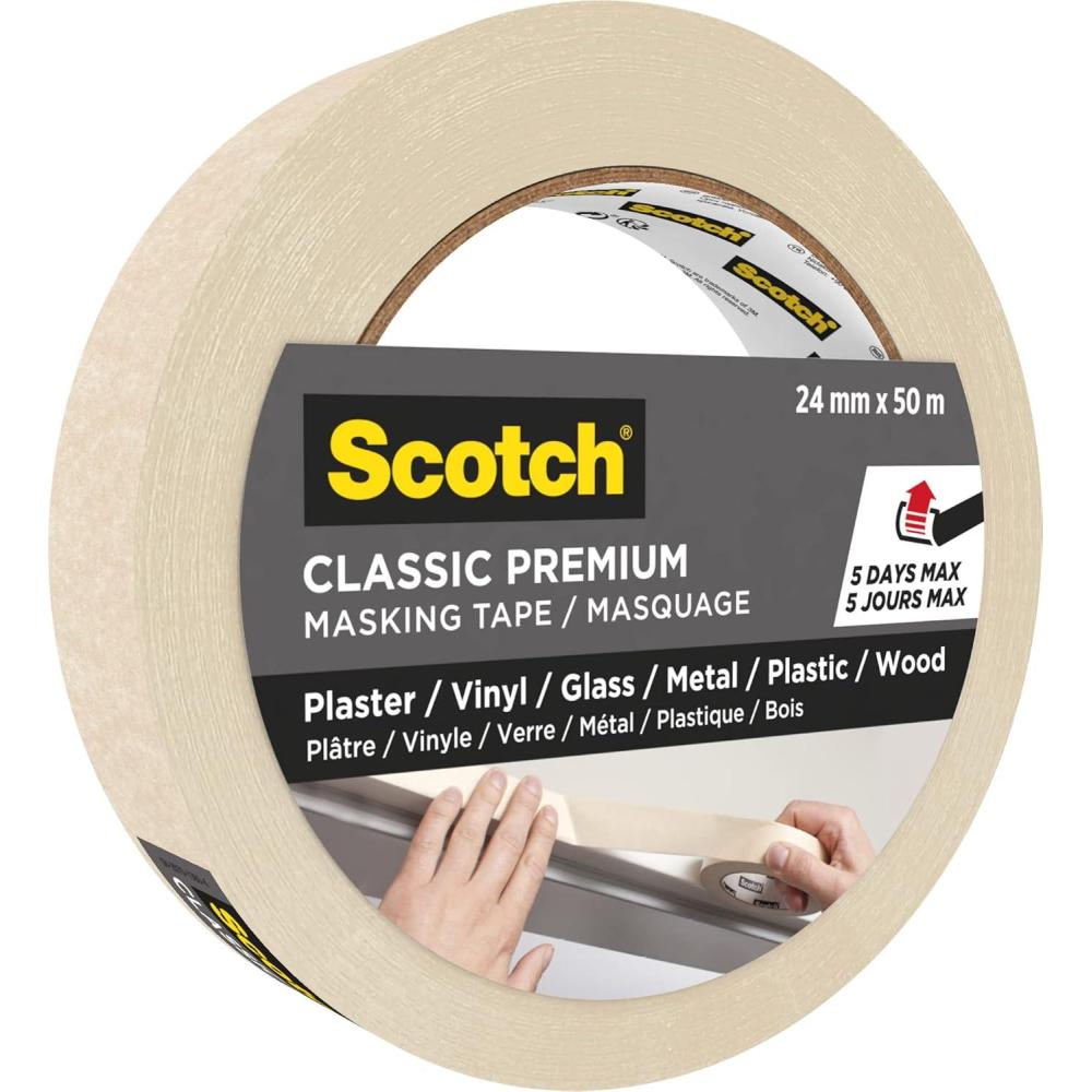imageScotch Ruban de Masquage Classique Pack Promo de 3 Rouleaux 36 mm x 50 m Beige Pour Peinture et Dcoration Intrieure 70 PEFC24mm x 1