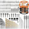 101 Pièces Jeu de Forets et D’embouts, Coffret Forets HSS et Embouts de Vissage pour Métal Bois et Brique Douilles Fraise Butées de Perçage et Boîte de Rangement Robuste(101 PCS)