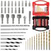 101 Pièces Jeu de Forets et D’embouts, Coffret Forets HSS et Embouts de Vissage pour Métal Bois et Brique Douilles Fraise Butées de Perçage et Boîte de Rangement Robuste(41 PCS)