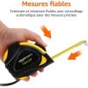 Amazon Basics Ruban métrique con mesure automático, précision MID, 5 m, Noir, Amarillo(10.1 m)